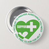 BADGE ROND 7,6 CM FOURNISSEUR D'ASSISTANCE/AIDE (Devant & derrière)