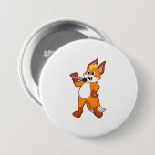 Badge Rond 7,6 Cm Fox as Singer with Microphone (Devant & derrière)