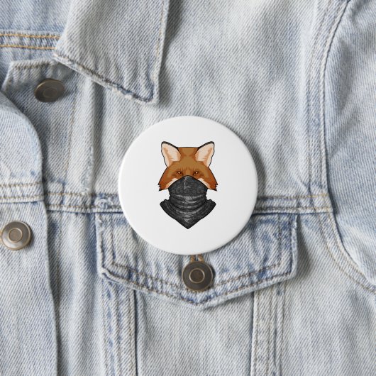 Badge Rond 7,6 Cm Fox en bandit avec Kerchief (En situation)