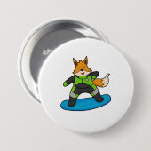 Badge Rond 7,6 Cm Fox en Snowboard avec Snowboard (Devant & derrière)