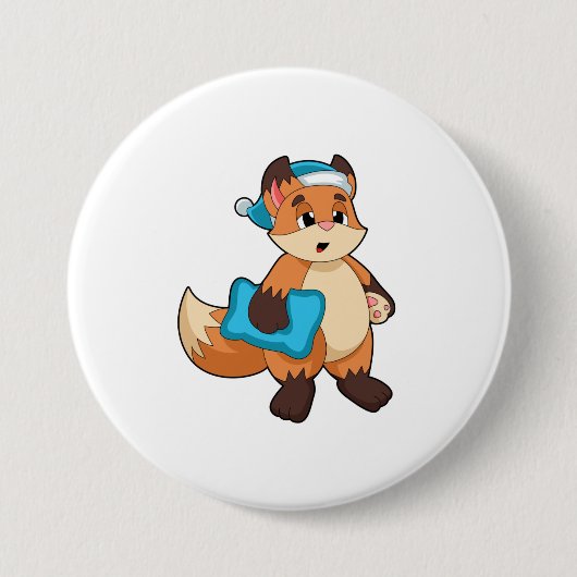 Badge Rond 7,6 Cm Fox with Nightcap (Devant)