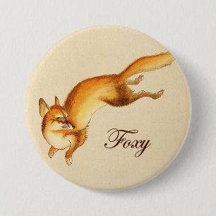 Badge Rond 7,6 Cm "Foxy" - Dessin japonais Vintage d'un renard
