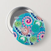 Badge Rond 7,6 Cm Fractal swirl pattern, turquoise, pink, multi (Devant & derrière)