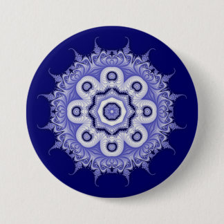 Badge Rond 7,6 Cm Fractale bleue 200706072332 de mandala