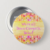 Badge Rond 7,6 Cm Frange de cow-girl disco jaune et rose (Devant & derrière)