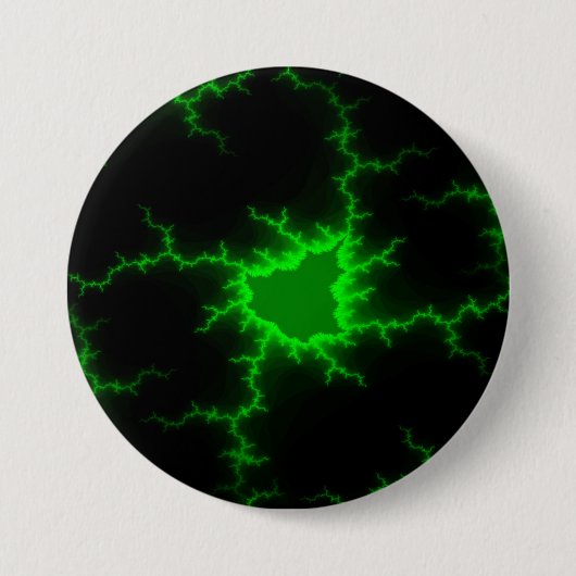 Badge Rond 7,6 Cm Frappes de foudre verte Alien en Pitch noir (Devant)