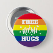 Badge Rond 7,6 Cm Free Mom Hugs | Étoiles et arc-en-ciel (Devant & derrière)