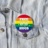 Badge Rond 7,6 Cm Free Mom Hugs | Étoiles et arc-en-ciel (En situation)