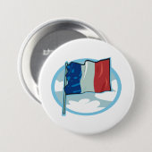 Badge Rond 7,6 Cm French Flag Tricolour Blue White Red France (Devant & derrière)