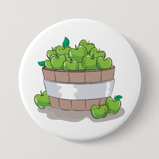 Badge Rond 7,6 Cm Fresh Green Apple Harvest Barrel Granny Smith (Devant)