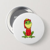Badge Rond 7,6 Cm Frog as Firefighter avec Helmet (Devant & derrière)