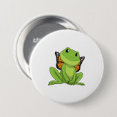 Badge Rond 7,6 Cm Frog with Butterfly (Devant & derrière)