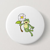 Badge Rond 7,6 Cm Frog with Flower. (Devant)