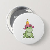 Badge Rond 7,6 Cm Frog with Plumeria (Devant & derrière)