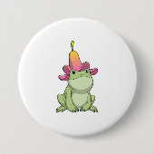 Badge Rond 7,6 Cm Frog with Plumeria (Devant)