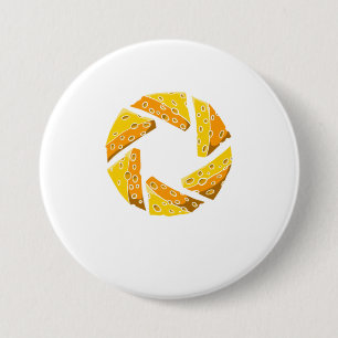 Badge Rond 7,6 Cm Fromage Shutter Swiss Cheese Camera Shutter Graphe
