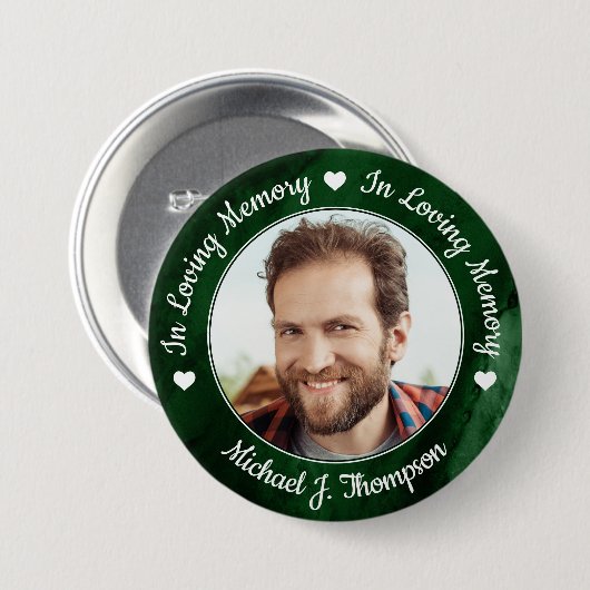 Badge Rond 7,6 Cm Funérailles Marbre vert Amour Mémoire (Devant & derrière)