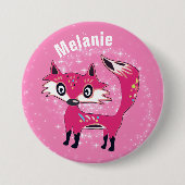 Badge Rond 7,6 Cm Funky Cute Pink Fox Personalised (Devant)