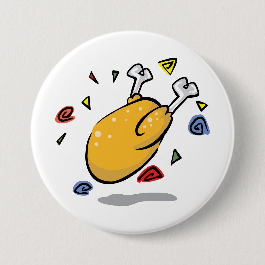Badge Rond 7,6 Cm Funny Cartoon Roast Chicken Falling (Devant)