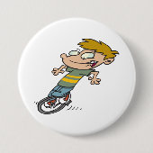 Badge Rond 7,6 Cm Funny Garçon équitation monocycle (Devant)