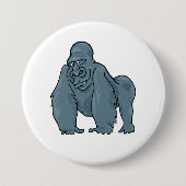 Badge Rond 7,6 Cm Funny Gorilla Cool Bleu Ape Animal Design (Devant)