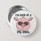 Badge Rond 7,6 Cm Funny Pig Pun (Devant & derrière)