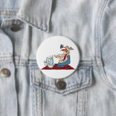 Badge Rond 7,6 Cm Funny Plumber with Toilet Plunge Humor (En situation)
