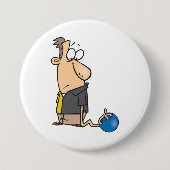Badge Rond 7,6 Cm Funny Sad Bowler caractère avec Bowling Ball (Devant)