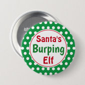 Badge Rond 7,6 Cm Funny Santa's Burping Elf Christmas Button Pin (Devant & derrière)