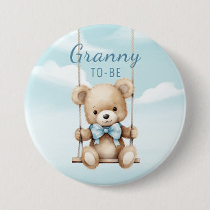 Badge Rond 7,6 Cm Futur Maman de Mamie Ours en Peluche Balançoire