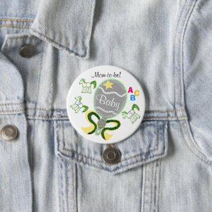 Badge Rond 7,6 Cm Future Maman Étoile Jaune Chevaux Hochet Baby Show
