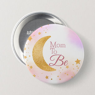 Badge Rond 7,6 Cm Future Maman Rose Folle de Lune Fille Baby Shower