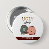 Badge Rond 7,6 Cm Gagnante de Festive Ugly Sweater (Devant & derrière)