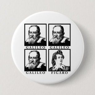 Badge Rond 7,6 Cm Galilée Figaro BW