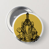 Badge Rond 7,6 Cm Ganesha (Devant & derrière)