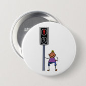 Badge Rond 7,6 Cm Garçon au passage piéton avec le signal rouge Stop (Devant & derrière)