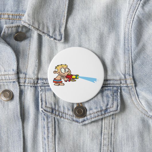 Badge Rond 7,6 Cm Garçon avec pistolet à eau Été Amusement (En situation)