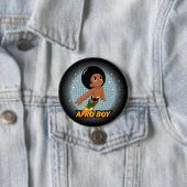Badge Rond 7,6 Cm Garçon d'Afro (En situation)