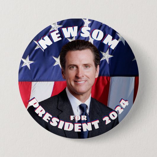 Badge Rond 7,6 Cm Gavin Newsom pour le président (Devant)