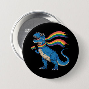Badge Rond 7,6 Cm Gay pride Dino Trex Rainbow Flag Lgbt Ally