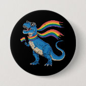 Badge Rond 7,6 Cm Gay pride Dino Trex Rainbow Flag Lgbt Ally (Devant)