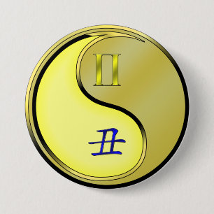 Badge Rond 7,6 Cm Gémeaux & Bœuf Métallique