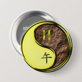 Badge Rond 7,6 Cm Gémeaux & Cheval de Terre (Devant & derrière)