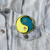 Badge Rond 7,6 Cm Gémeaux & Cheval d'eau (En situation)