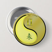 Badge Rond 7,6 Cm Gémeaux & Chèvre Métal (Devant & derrière)