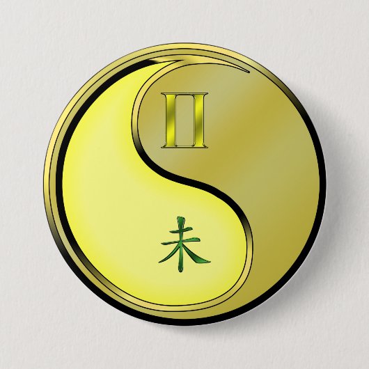 Badge Rond 7,6 Cm Gémeaux & Chèvre Métal (Devant)