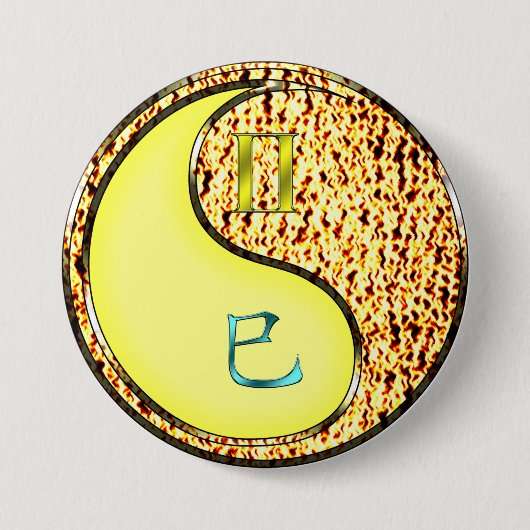 Badge Rond 7,6 Cm Gémeaux & Serpent de feu (Devant)