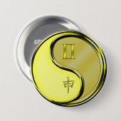 Badge Rond 7,6 Cm Gémeaux & Singe de Métal (Devant & derrière)
