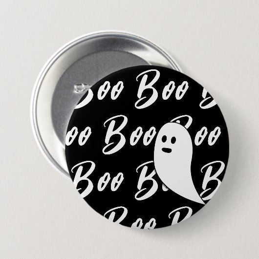 Badge Rond 7,6 Cm Ghost Halloween noir blanc motif (Devant & derrière)