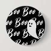 Badge Rond 7,6 Cm Ghost Halloween noir blanc motif (Devant)